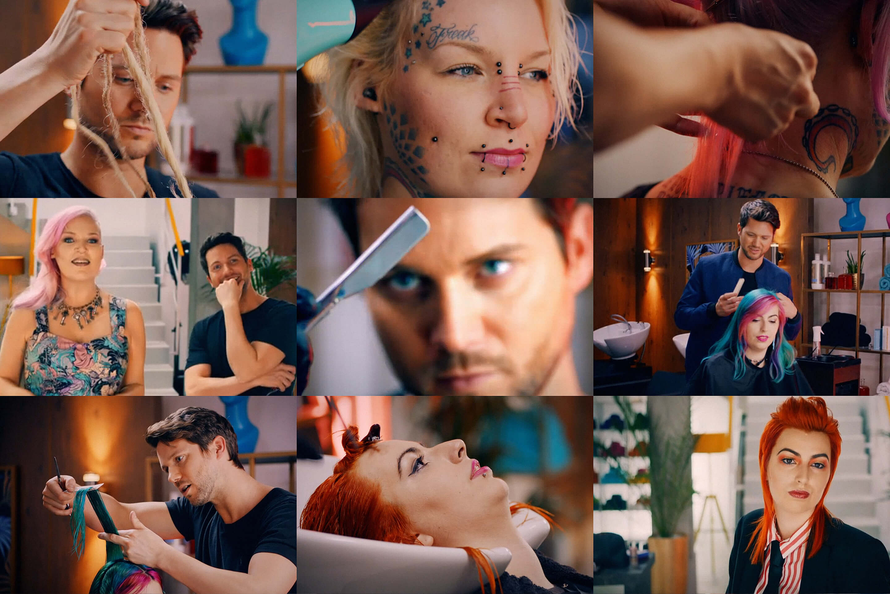 Daniel Granger in E4's Body Fixers creates an array of colourful hair.